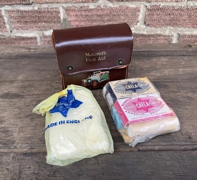 Vintage 1909 Rolls Royce Autofahrer Erste Hilfe Set Tasche mit Original Inhalt
