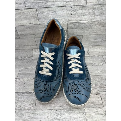 Spring Step Jumilla Blue Leather Perforated Lace Up Sneakers Women EU 38 US 7.5