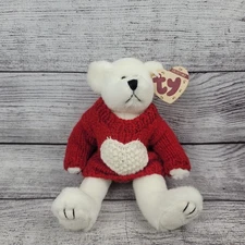 TY Attic Treasures Collectibles "NICHOLAS" The Bear W Knit Heart Sweater 8"