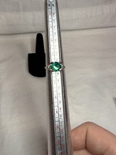 Sterling Silver 925 Ring with Green Octagon Emerald Prong Set - Size 6