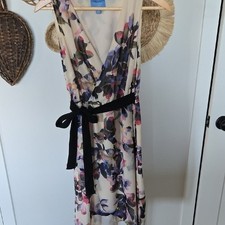 Simply Vera Vera Wang Floral Wrap mini dress V-Neck Dress Cream Purple XS