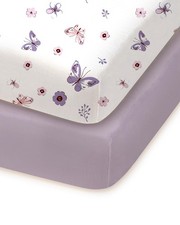 Pack and Play Sheets Fitted, Soft Purple Butterflies, Hypoallergenic, Cozy an...