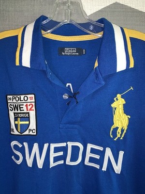 Ralph Lauren Sweden Rugby Polo Shirt Men Medium Blue Big Pony 10