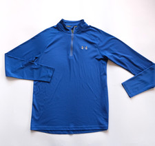 Under Armour Run Shirt Mens Sz M Blue Quarter Zip Pullover Light Weight Fitted