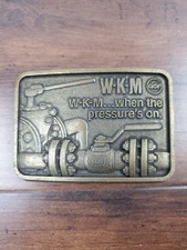 Vtg Brass WKM Oil Field Belt Buckle – “When the Pressure’s On” Superior Valve Co