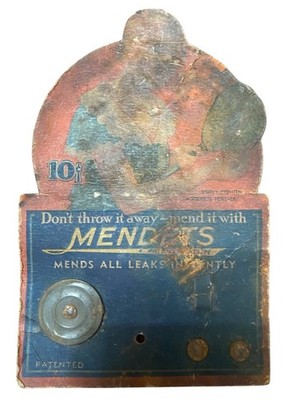 Vintage Mendets Enamel Repair Kit Card w/ Original Hardware Advertising Ephemera