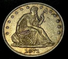 1871 Seated Liberty Silver Half Dollar 50c Semi Key Date High Grade AU Type Coin