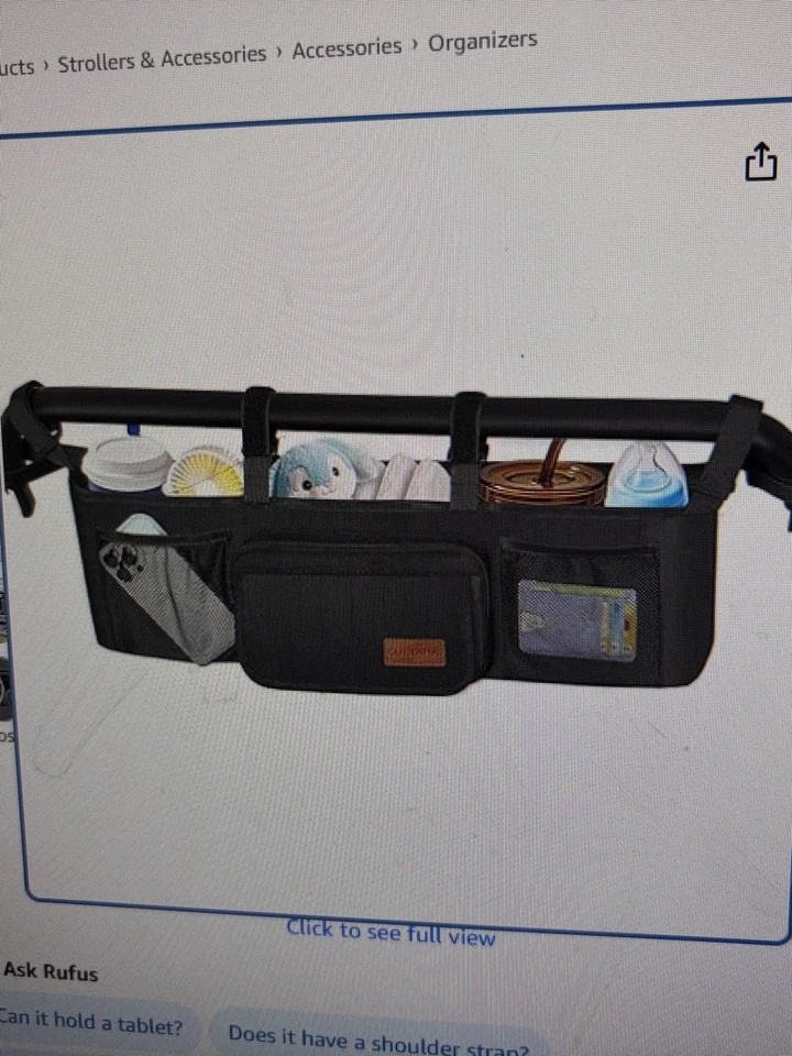 Organizador de cochecito universal Momcozy negro con portavasos aislante Foto 2 de 4