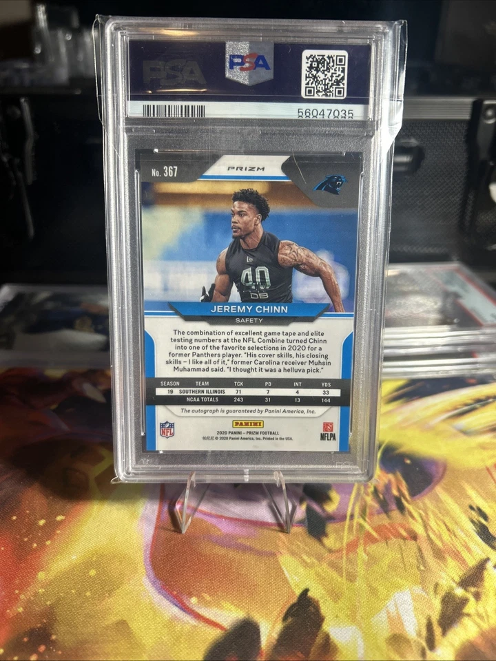 2020 Panini Prizm Rookie Jeremy Chinn #367 Purple Power Auto /49 PSA 9 - Image 2 of 3