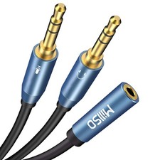 30cm 12 Inch 3.5mm Headset Splitter 2 Male To 1 Female Audio Adapter Cable PC