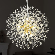 Modern Gold Crystal Dandelion Sputnik Chandelier - 9-Light Pendant Fixture