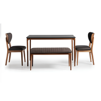 Essecke Essgruppe Esszimmer Esstisch StüHle 6Tlg Braun Bank Stoff Holz