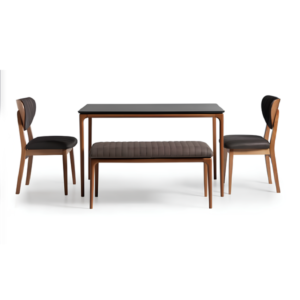 Essecke Essgruppe Esszimmer Esstisch StüHle 6Tlg Braun Bank Stoff Holz-image