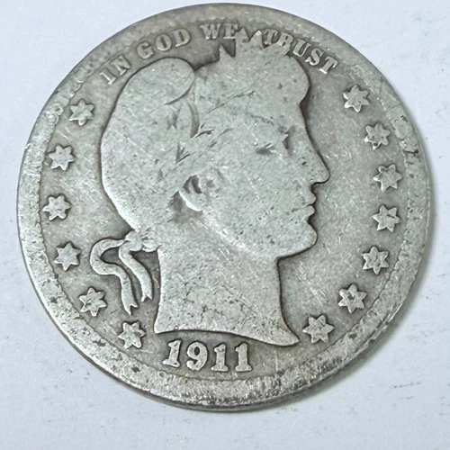 1911 Barber Quarter - 25c - 90% Silver - Circulated Coin #5608