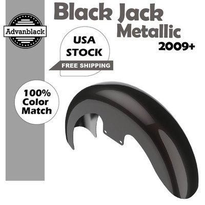 Black Jack Metallic 19'' Reveal Wrapper Hugger Front Fender For Harley 09+