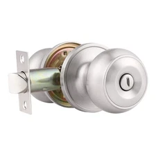 Probrico Satin Nickel Privacy Door Knob Keyless Interior/Exterior Lock