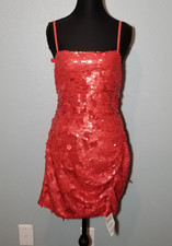 ASOS Edition Red Sequin Spaghetti Strap Mini Dress Size 4 Formal Cocktail NWT