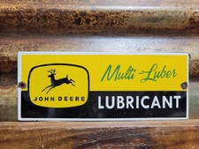 VINTAGE JOHN DEERE PORCELAIN SIGN OLD FARM TRACTOR EQUIPMENT LUBRICANTS RANCH
