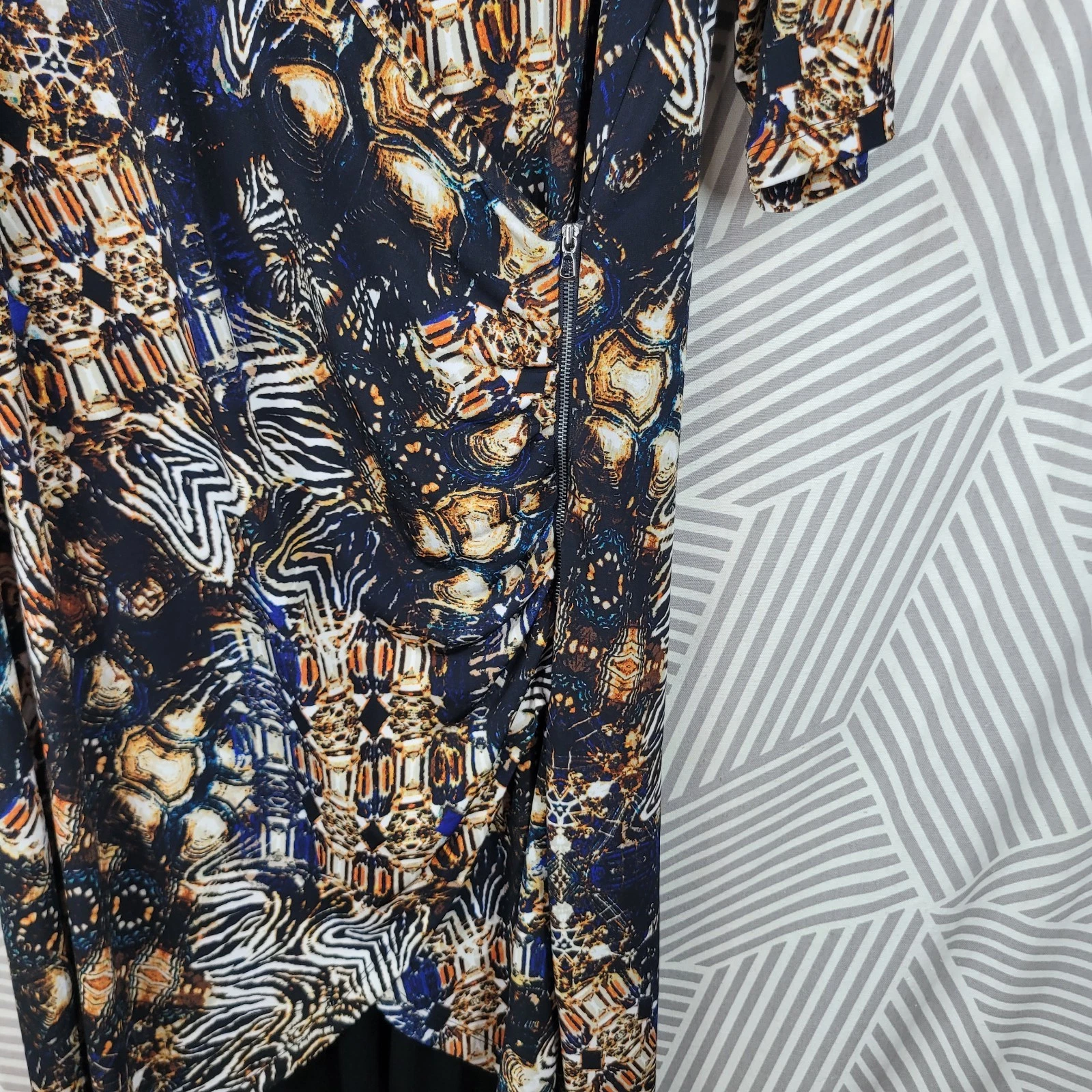 PALM ANGELS Abito Cato Elasticizzato Avvolgente Taglie Forti 20W 20 2X Increspato Geometrico Stampa Animalier Midi