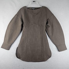 PRETTYLITTLETHING Dress Womens 4 Brown Tailored Long Sleeve Shift Cut Out Back