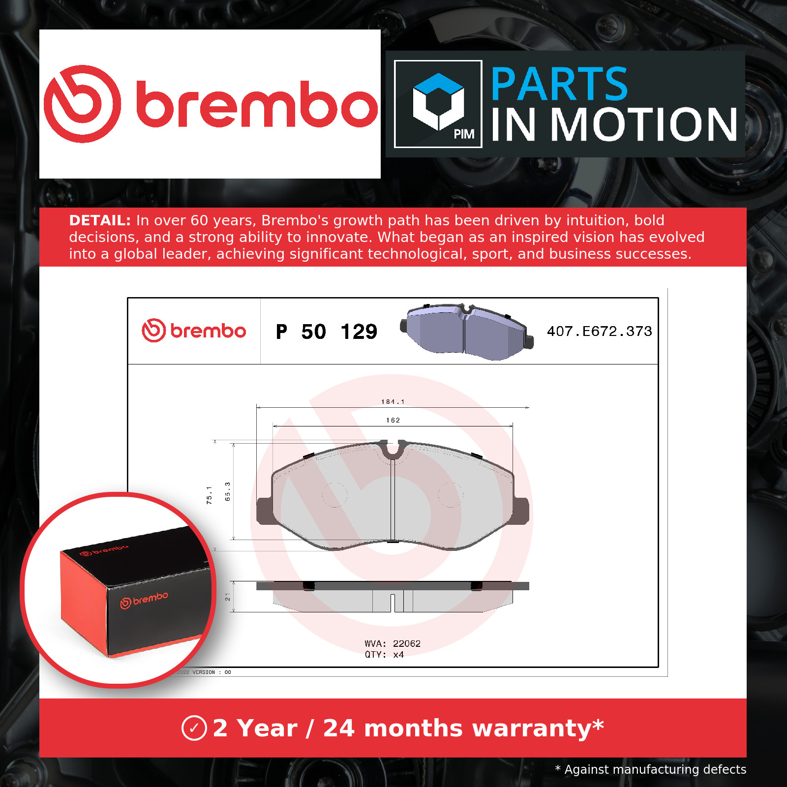 Brake Pads Set fits MERCEDES V220 W447 2.2D Front 2014 on OM651.950 Brembo New - Image 9