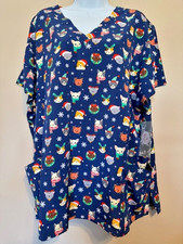 Maevn's Kitty Christmas Print Scrub Top 9810 XMAS