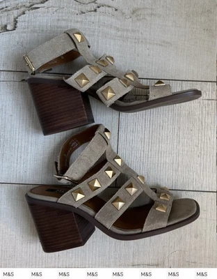 M&S - Taupe Suede Gladiator Block Heel NWOB RRP £69 EU 42 UK 8 - Image 1 of 4