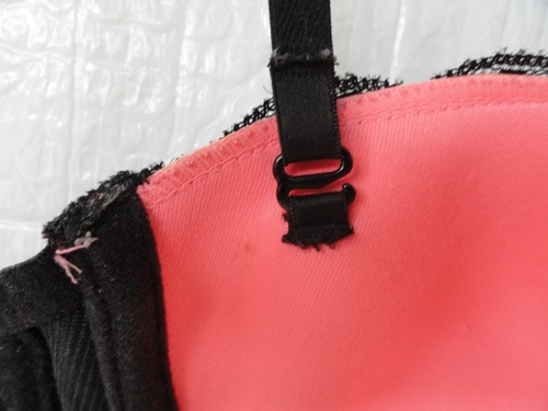 Forever 21 Balconette Black Bright Coral Pink Underwire Bra Women's Size 36C - Picture 7 of 11
