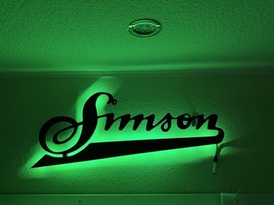 Simson Schriftzug mit LED Beleuchtung Wand Dekoration 