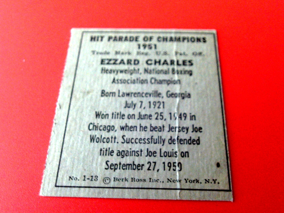 1951   EZZARD  CHARLES   HIT  PARADE  OF  CHAMPIONS   # 1    VG   !! - Image 2 of 2