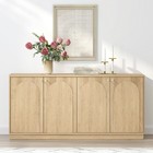 Modern Natural Oak Effect Buffet Sideboard Cabinet Arched Door Storage Unit