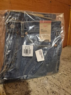 Levi's Men's 505 Regular Fit Denim Jeans CG2 Medium Stonewash Size 32 X 30 NWT