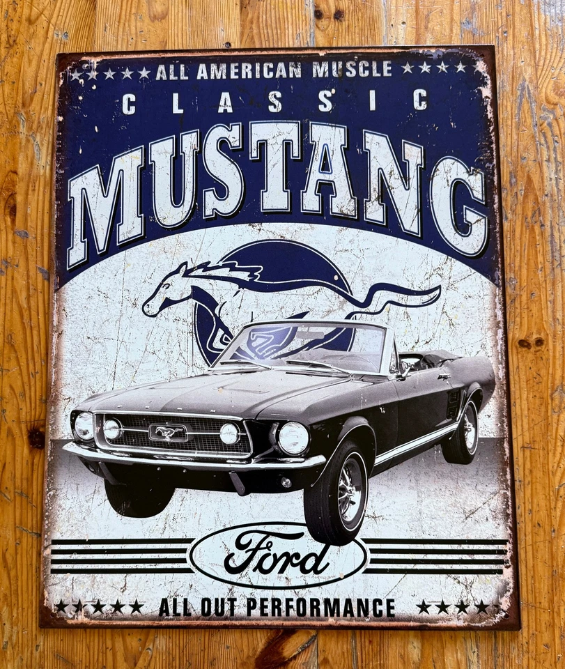 XXL US Blechschild FORD MUSTANG CLASSIC 41 x 32 cm Metallschild Schild USA Retro - Bild 1 von 3