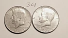 KENNEDY HALF DOLLAR,  40%  SILVER,+ 1966-P,  1968-D,---361
