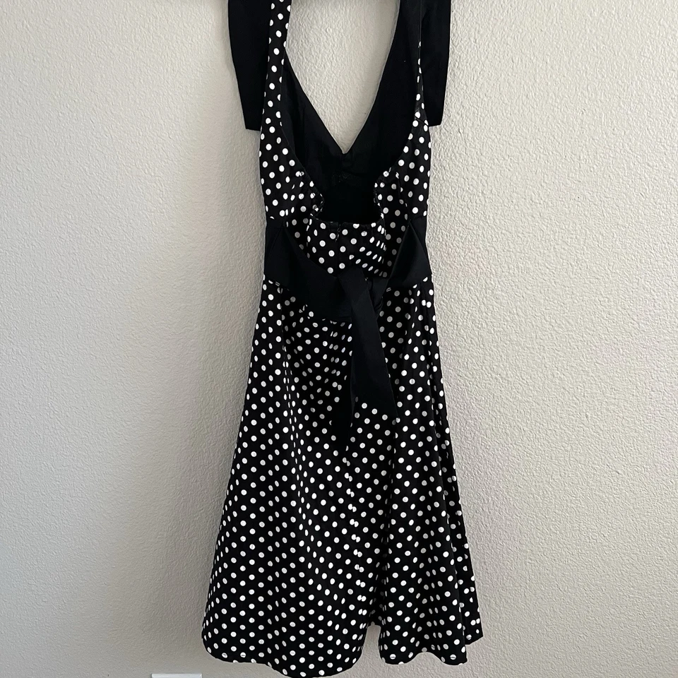 Living Dead Souls Medium Dress Halter Fit Flare Rockabilly Punk Polka Dots - Image 4 of 4