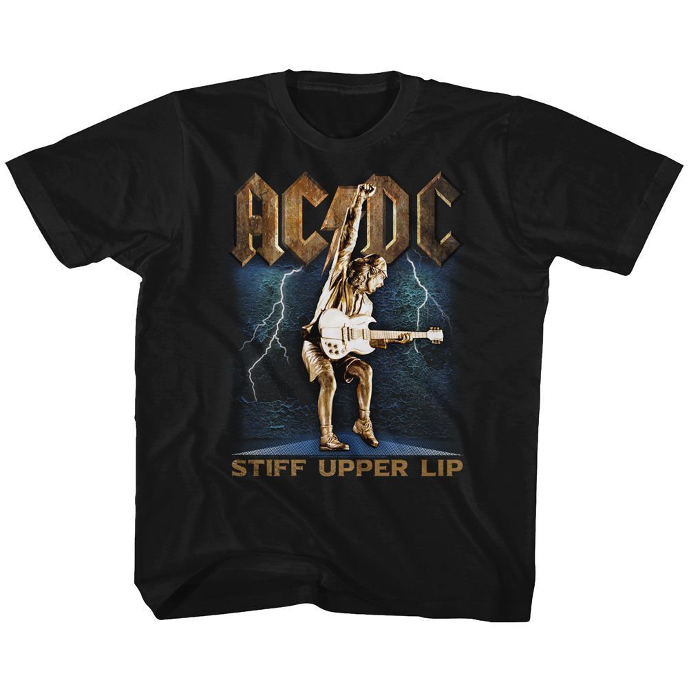 Kids AC/DC Stiff Upper Lip Black Rock and Roll Music Band T-Shirt