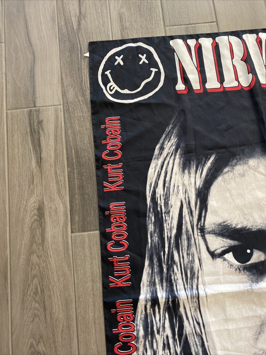 VTG Large 38x55 Early Nirvana Kurt Cobain Polyester Banner