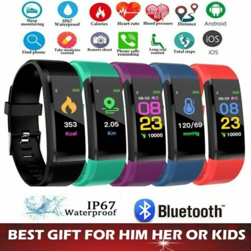 Fitness Smart Watch Activity Tracker WomenMen Kids Fit Android iOS Heart Rate - Afbeelding 1 van 10