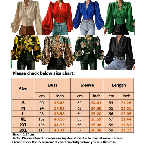 Women Blouse Long Sleeve Shirts Ladies Loose Business V Neck Tunic Shirt - Picture 3 of 19