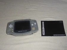 GAMEBOY ADVANCE GLACIER CLEAR SYSTEM AGB-001 NINTENDO HANDHELD W MANUAL