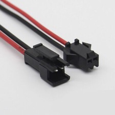 2.54mm 2 Pin Way SM Connector Plug Pre-Wired Male + Female 20/30/40cm Long