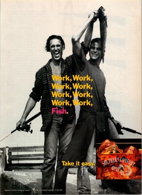 Southern Comfort-Fishing-Take it Easy-Vintage Print Ad  1994