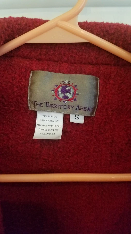 территория впереди бордовый флис молнии карман размер маленький сделано в США - Изображение 2 из 4