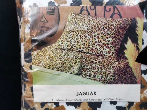 NEW Vintage 70's Tastemaker by Mohawk Double Flat Sheet JAGUAR / LEOPARD PRINT - Picture 5 of 6