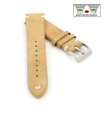 Easy-Klick Veloursleder Uhrenarmband Modell Orlando beige-WN 18 mm
