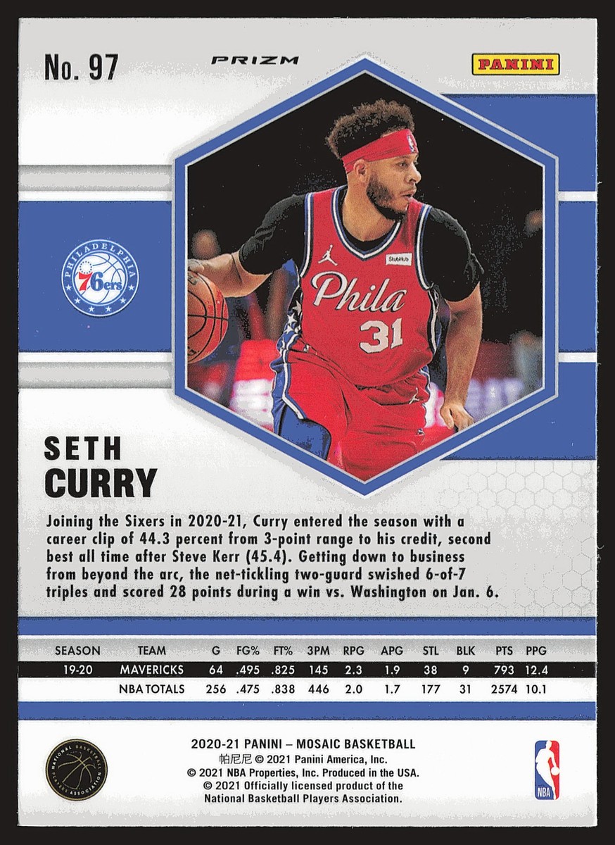 ThierryThuramページ 2020-21 Panini Mosaic - Seth Curry #97 Red Wave Mosaic Prizm for