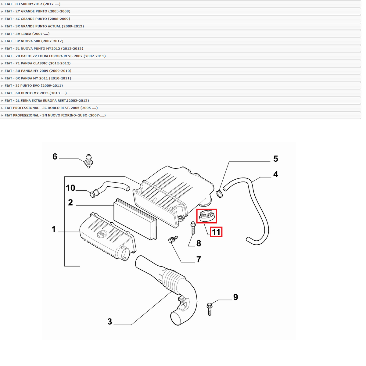 Pièce Rechange Fiat Joint Filtre Joint D'étanchéité Pour Filtre à Air - Compatible Fiat Panda, Punto, 500 - Ref. OEM 71748095 Kit Suspension Pneumatique Fiat Ducato