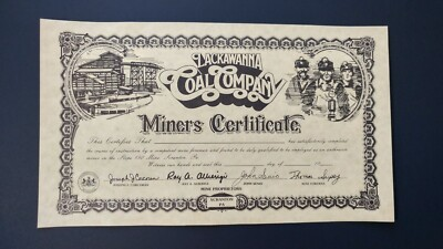 #ad Lackawanna Coal Company Miners Certificate Scranton PA Rates Paid 1902 $4.00