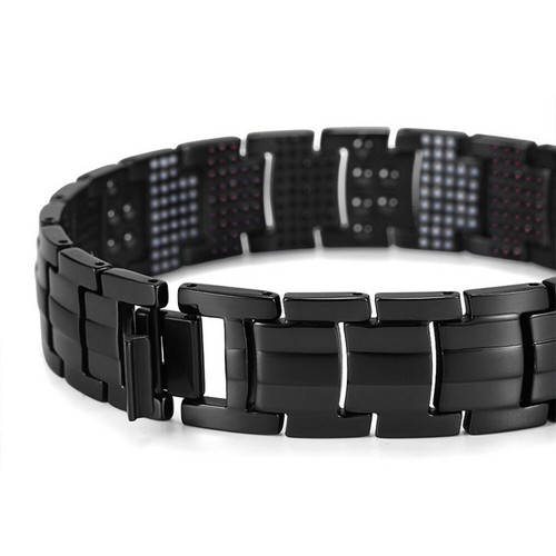 Mens Elegant Black Titanium Therapy Bracelet Super Strong Healing Magnets Bangle - Picture 2 of 9