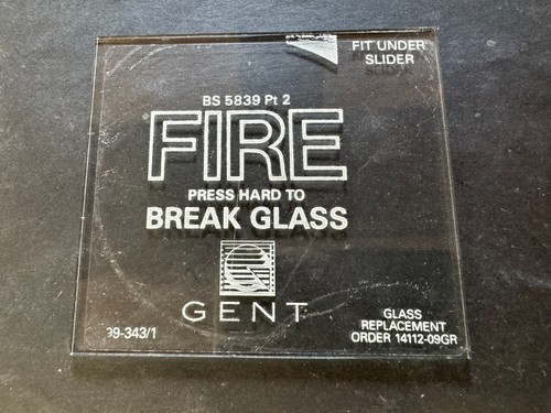 £24 IVA incluido 5x Alarma de incendio Gent Punto de llamada Rotura Vidrio, 14112-09GR, SOLO VIDRIO - Imagen 2 de 5